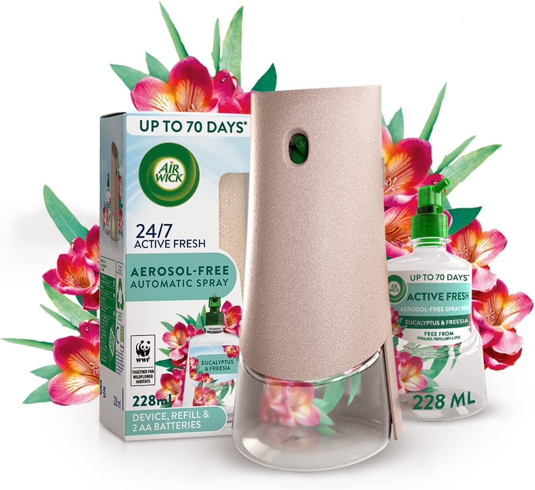 Air Wick - 24/7 Active Fresh Automatic Air Freshener Spray Kit with Eucalyptus Refill