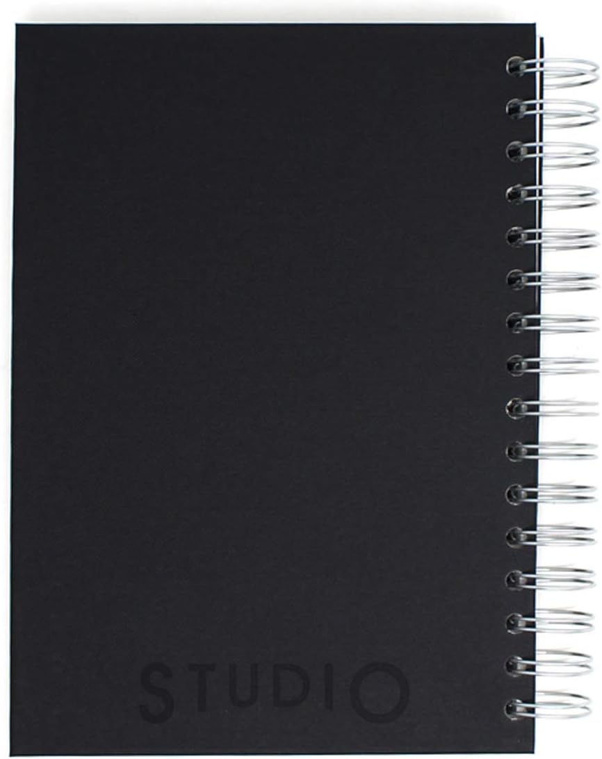 Artway Studio Spiral Bound A5 Sketchbook - 170gsm Cartridge Paper, 48 Pages, Black Hardback, Silver Wiro Binding 9