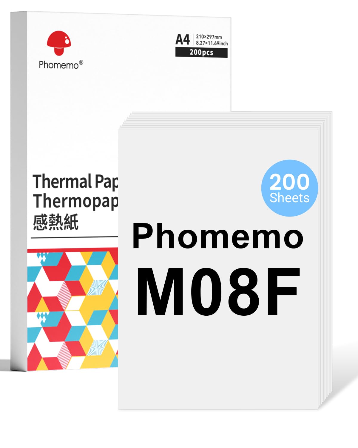 Phomemo A4 Thermal Paper for M08F/M08D/M832/M833/M834 Printers | 200 Sheets | BPA/BPS Free