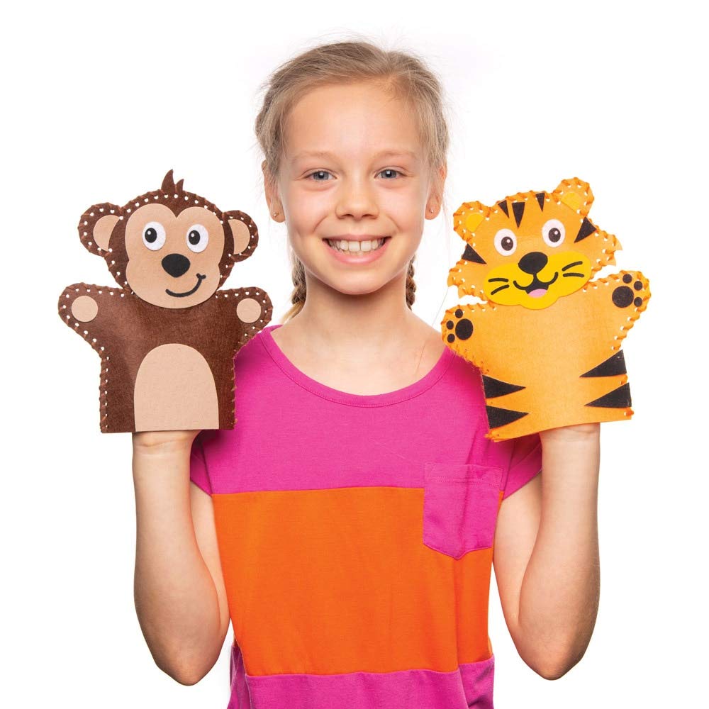 Baker Ross Jungle Animal Hand Puppet Sewing Kits - Pack of 4, 20-23cm Height 4