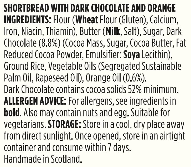 Shortbread House of Edinburgh Handmade Dark Chocolate Orange Shortbread Fingers 10