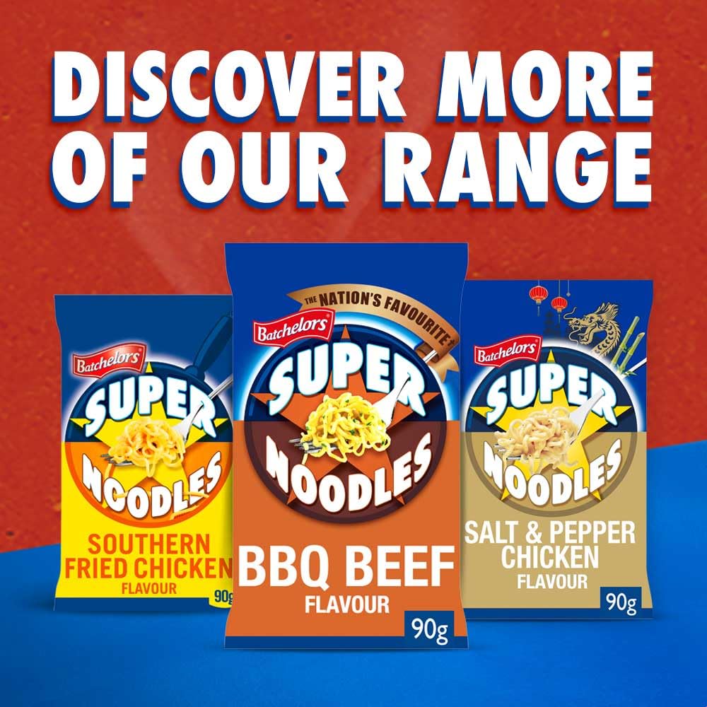 Batchelors Super Noodles Tasty BBQ Beef Flavour Instant Snack | 90g Pack of 8 4