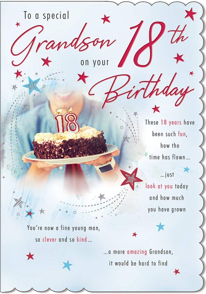 Piccadilly Greetings Age 18 Grandson Birthday Card | 9 x 6 Inches | Made in the UK