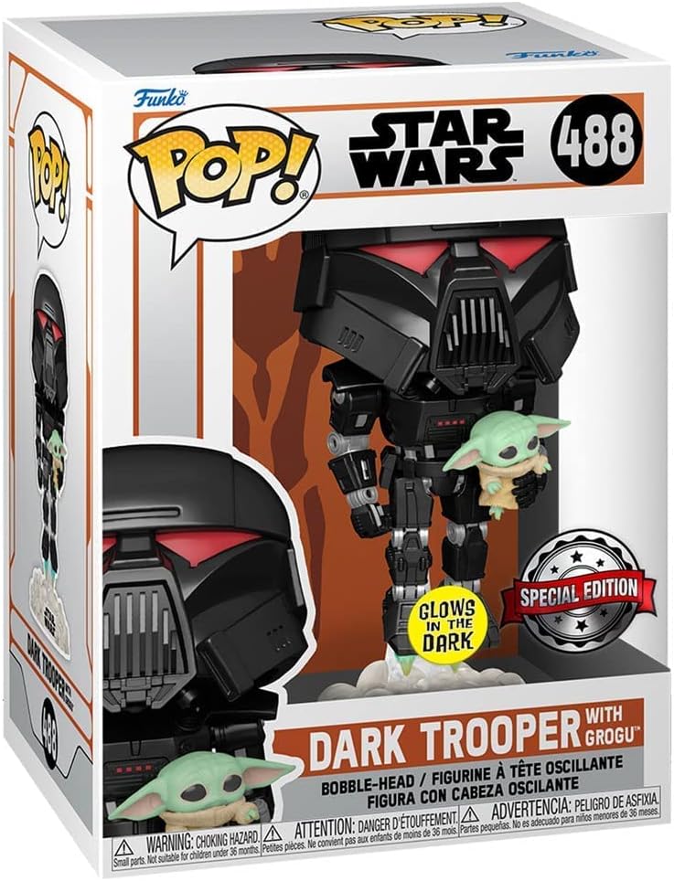 Funko STAR WARS – Wackelkopf POP Nr. 488 – Dark Trooper mit Grogu SP.EDIT.