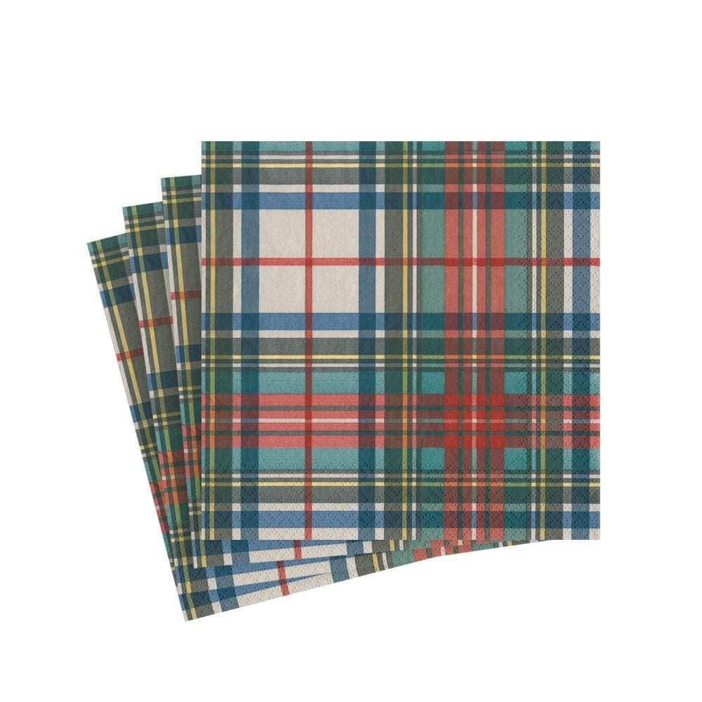 Caspari Stewart Tartan Triple-Ply Paper Cocktail Napkins - 20 Per Package 1