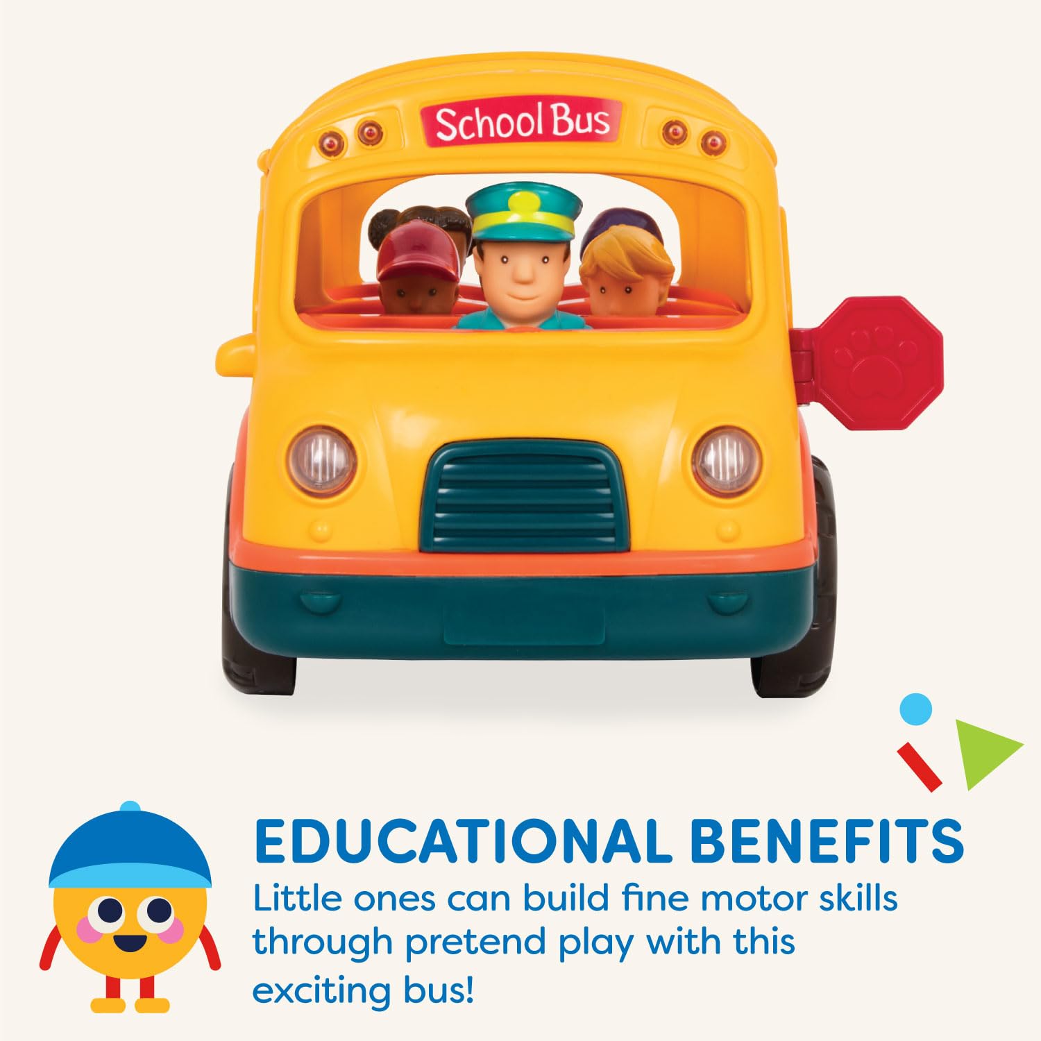 Battat Light & Sound School Bus Toy with Driver and 4 Passengers - Educational Vehicle Playset for Toddlers 18M+ 7