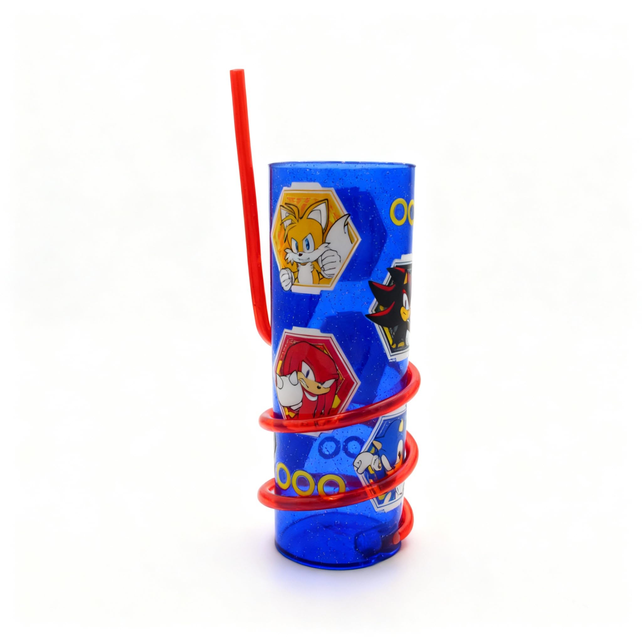 HOX Sonic the Hedgehog Hexagon Swirl Straw Tumbler - 300ML | BPA-Free Plastic | Blue 1