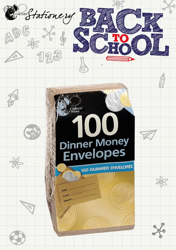 Chiltern Wove Dinner Money Envelopes (ss612) - 100 Pack Secure Brown Pre-Printed Cash Envelopes 4
