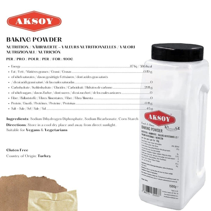Aksoy Double Acting Baking Powder 1KG | All-Purpose Leavening Agent for Baking