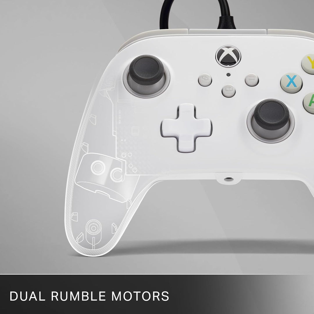 PowerA Wired Controller for Xbox Series X|S, Xbox One, PC - Officially Licensed, Dual Rumble, 10ft Cable, 3.5mm Headset Jack - White
