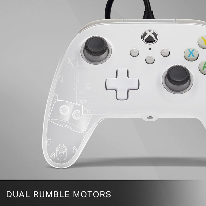 PowerA Wired Controller for Xbox Series X|S, Xbox One, PC - Officially Licensed, Dual Rumble, 10ft Cable, 3.5mm Headset Jack - White