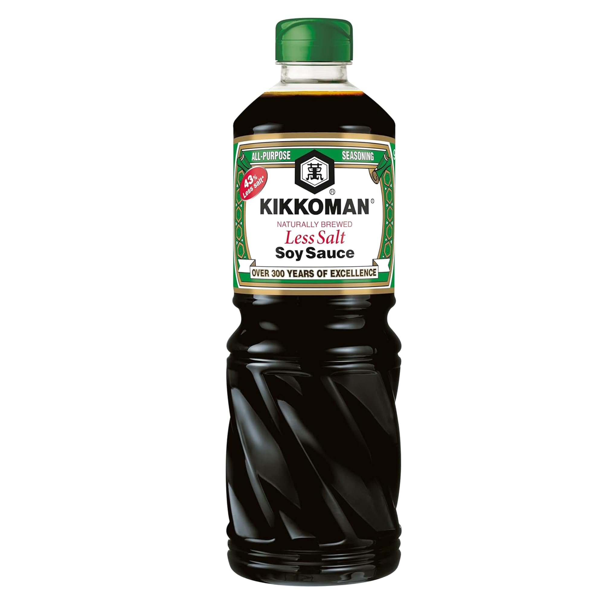 Kikkoman Naturally Brewed Less Salt Soy Sauce - 43% Less Salt | 975 ml 1