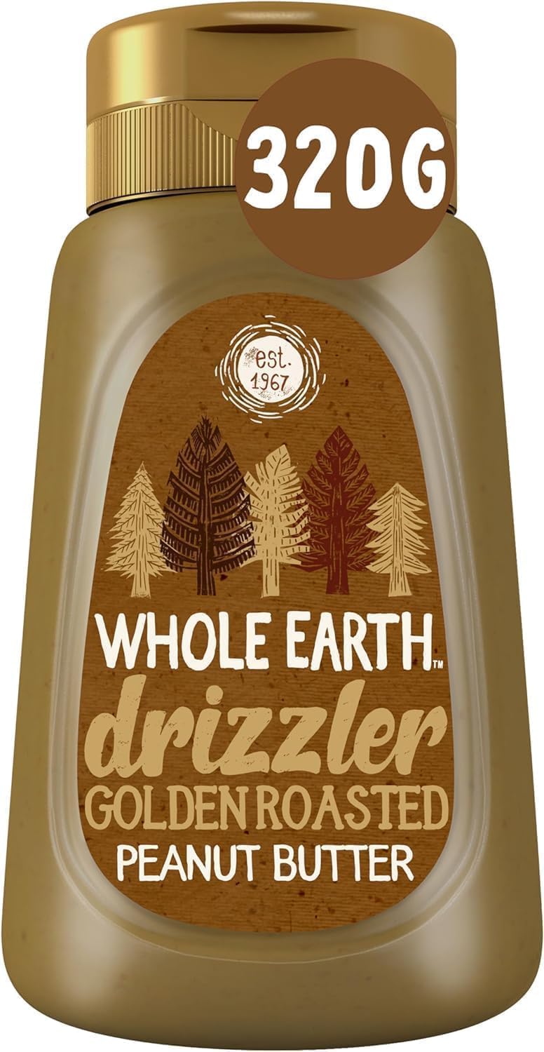 Whole Earth Drizzler Golden Roasted Peanut Butter - Super Smooth Squeezy Runny Nut Spread 1 x 320g 6