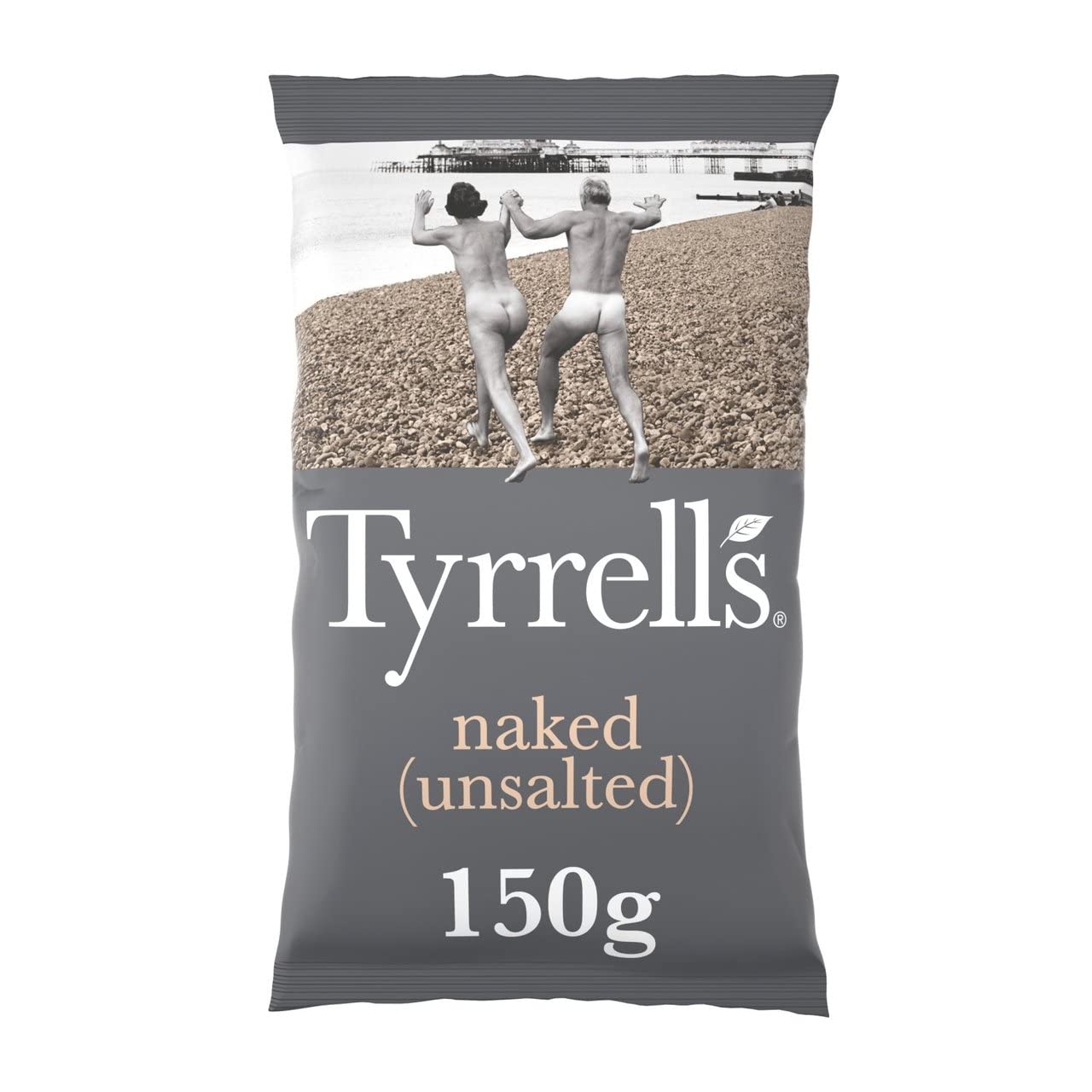 Tyrrells Naked No Salt Kartoffelchips, 150 g – Handgekochter veganer glutenfreier Snack