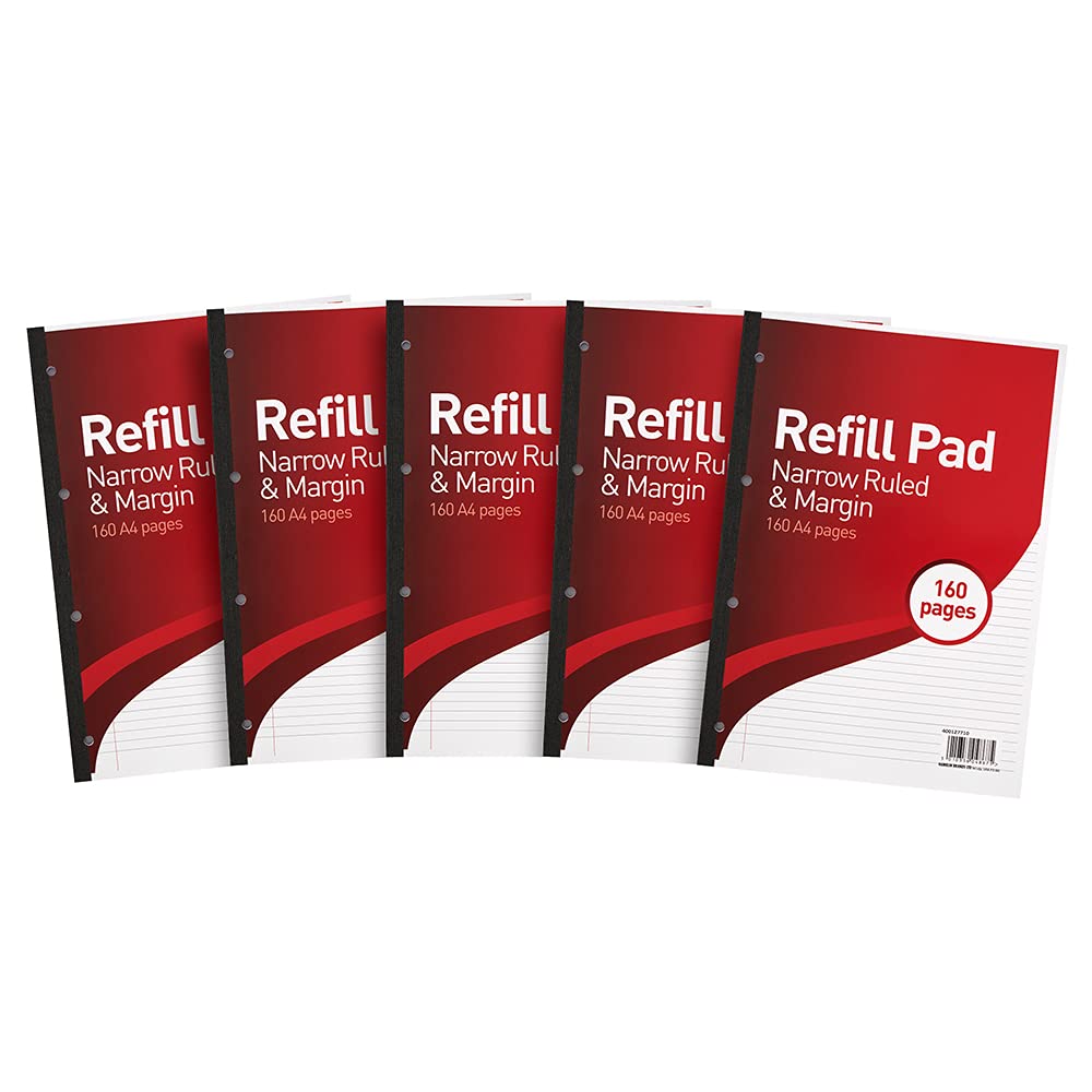 SUMMIT Hamelin A4 Refill Pad - 5 Pack | 160 Pages Each | 6mm Narrow Ruled with Margin 1
