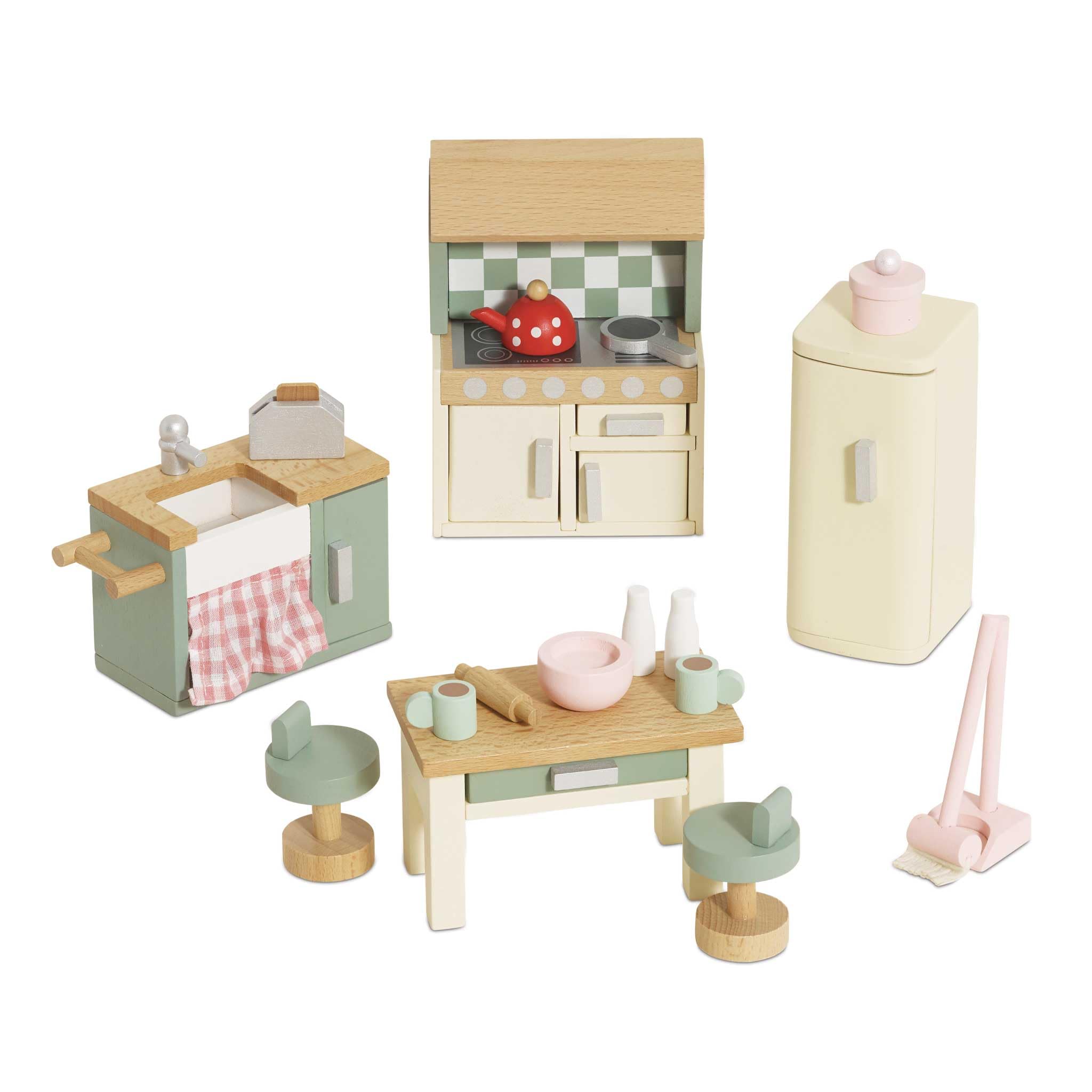 Le Toy Van Wooden Daisylane Kitchen Dolls House Furniture Set | 20 Pieces | Ages 3+