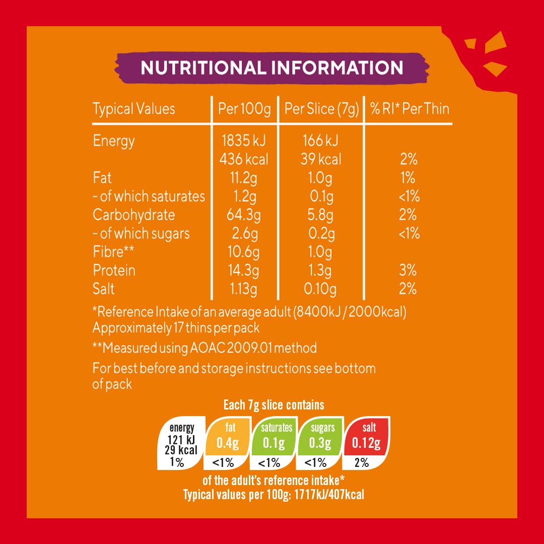 Ryvita Multiseed Thins - High Fibre Snack Biscuits | 6 x 125g Packs 3