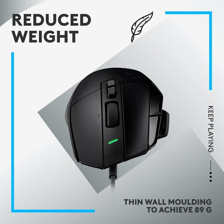 Logitech G G502 X Wired Gaming Mouse - Black with LIGHTFORCE Hybrid Optical-Mechanical Switches