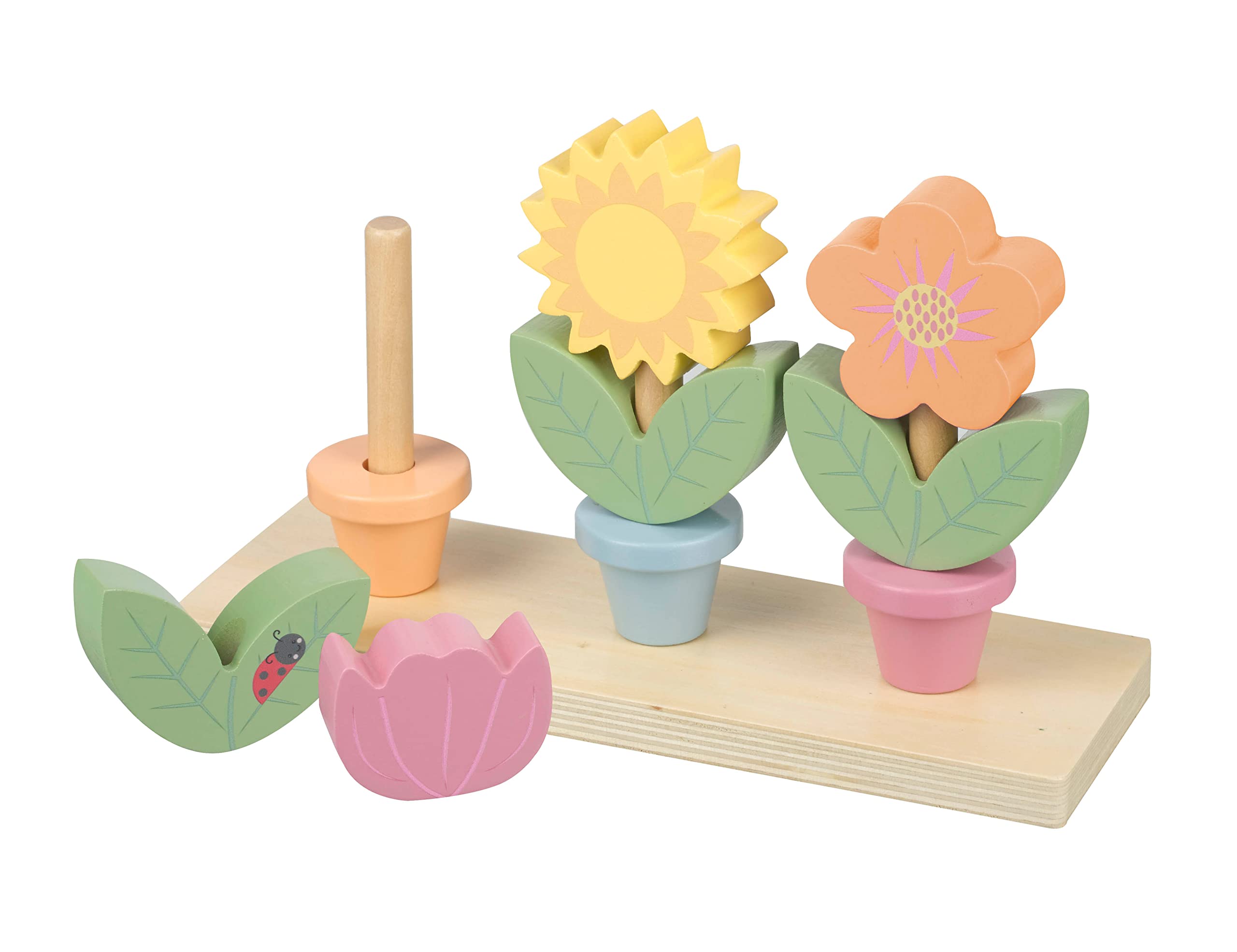 Orange Tree Toys Wooden Flower Pots - Garden Building Stacking Cups for 18 Months+