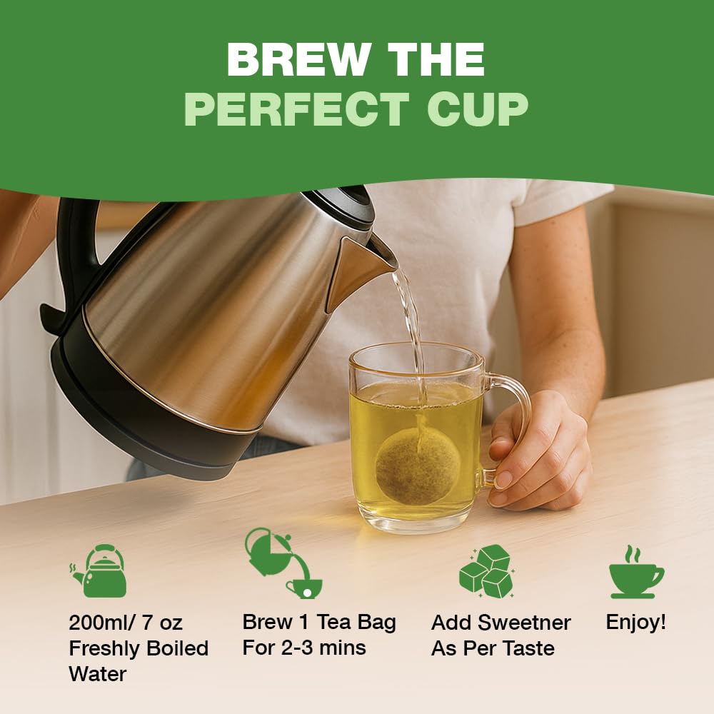 HANDPICK Lemon Balm Tea Bags – 100 Count | Caffeine-Free, Gluten-Free Herbal Tea from India