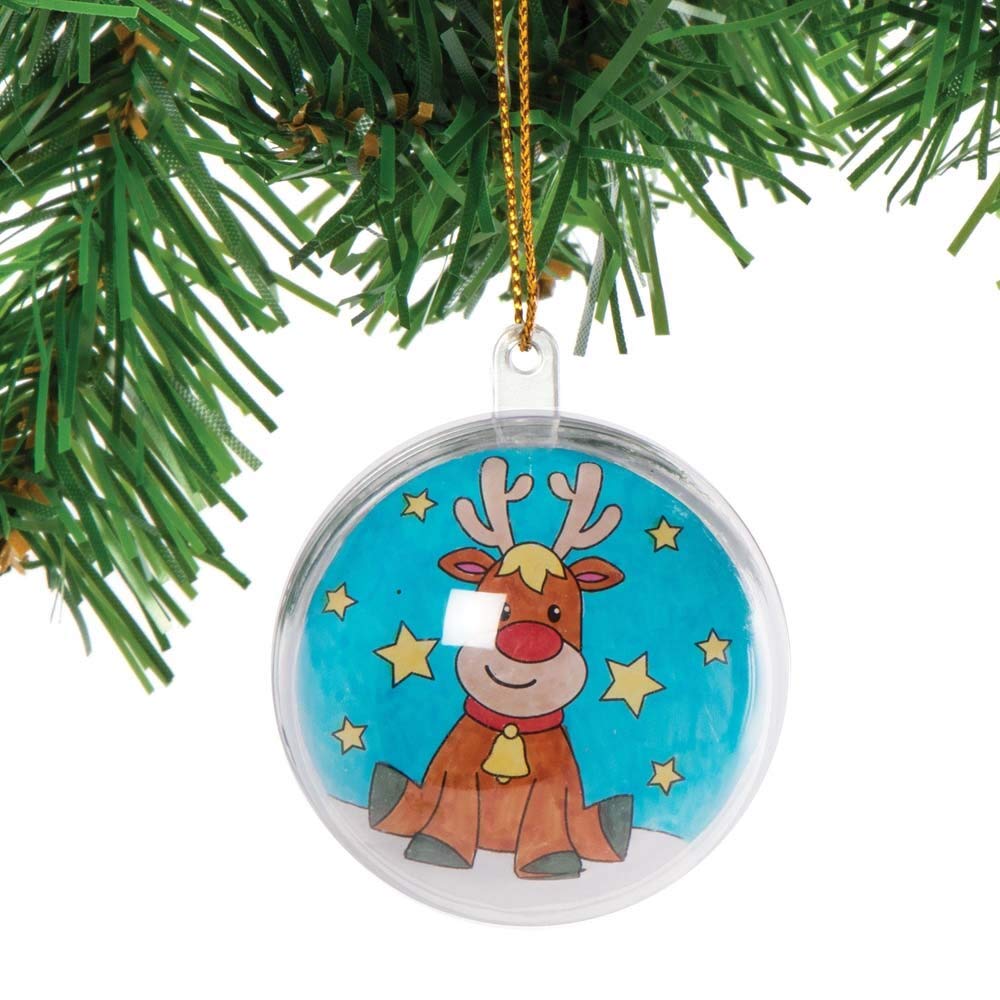Baker Ross Christmas Colour in Baubles Craft Kit – Pack of 8 Festive Decorations with Pre-Printed Inserts 8