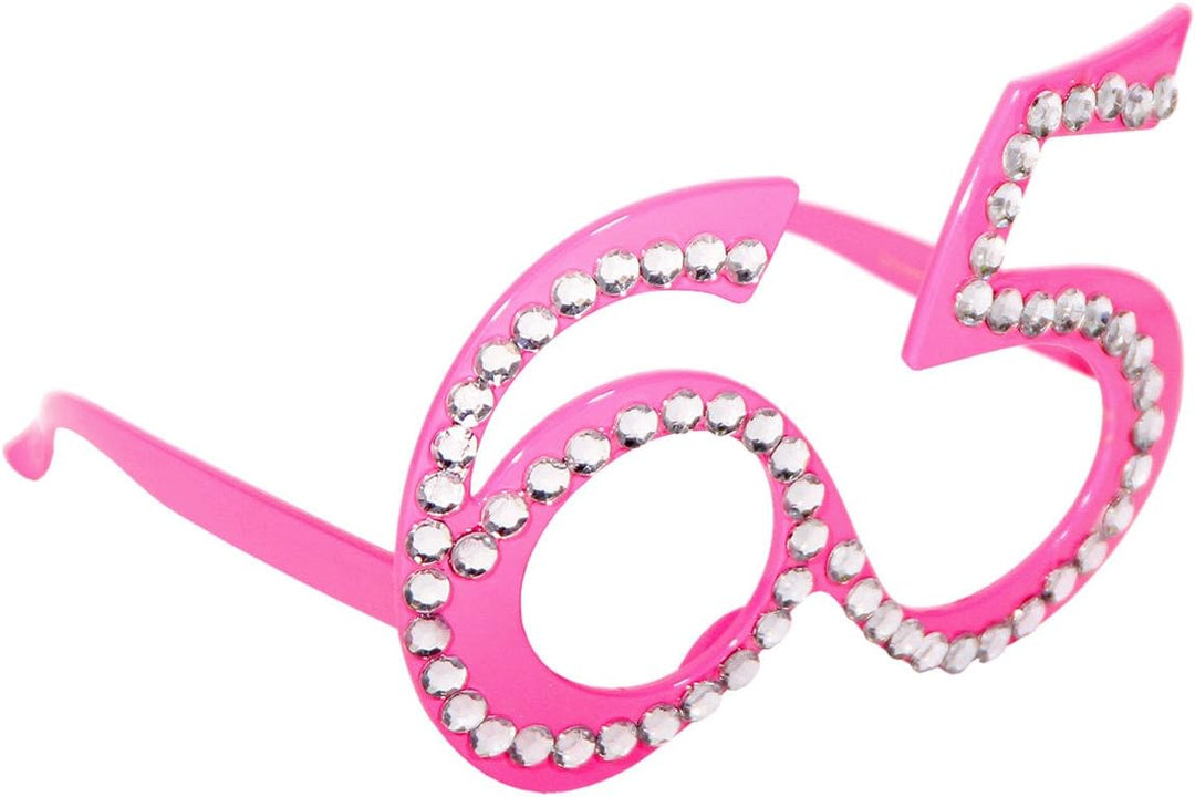 Folat - 65th Birthday Pink Diamond Frame Party Glasses Novelty Eyewear