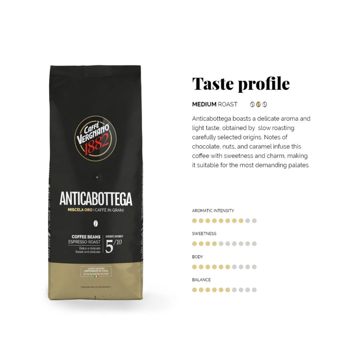 Caffè Vergnano 1882 Antica Bottega Oro Whole Bean Coffee 1 kg