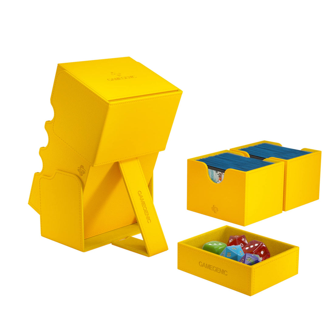 Gamegenic Stronghold 200+ XL Convertible Trading Card Storage Box - Holds 200 Double-Sleeved Cards, Yellow