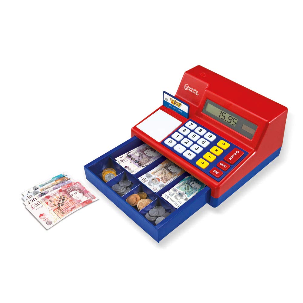 Learning Resources Pretend & Play Calculator Cash Register (UK Currency) | Solar Powered