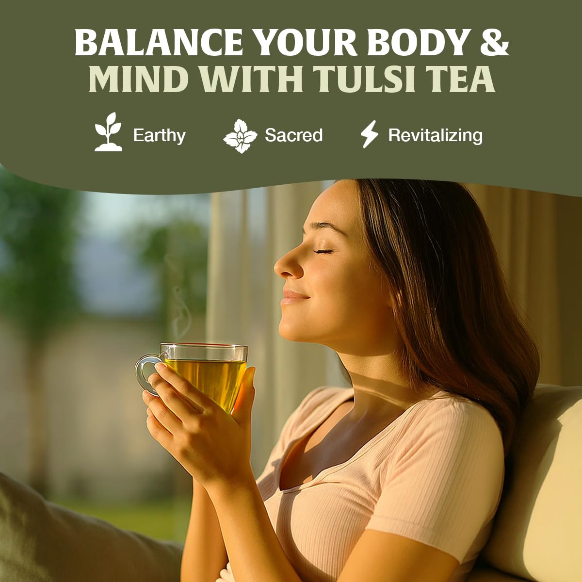 HANDPICK Holy Basil Tea Bags (100 Count) Caffeine-Free, Non-GMO Tulsi Leaves Herbal Tea 3