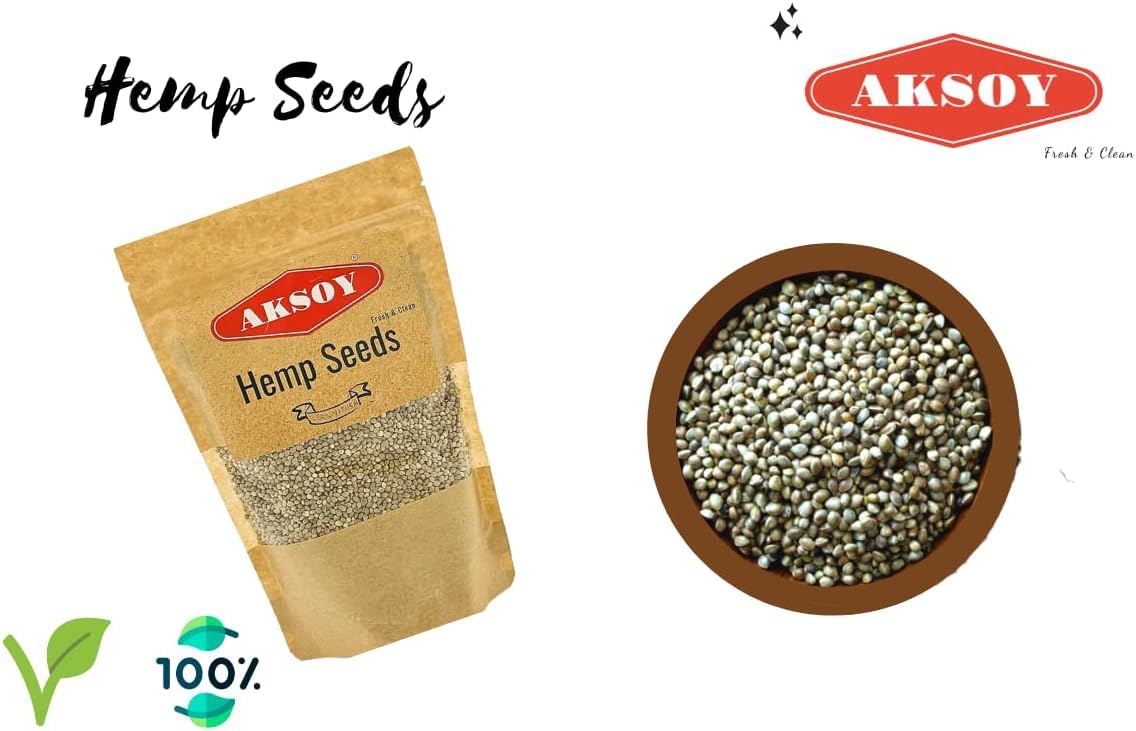 AKSOY Whole Hemp Seeds - Complete Protein Source | 625g | Rich in Omegas 3 & 6 7