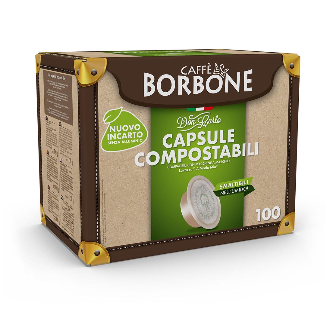 CAFFÈ BORBONE Don Carlo Compostable Capsules - Red Coffee Blend | 100 Count | Lavazza A Modo Mio Compatible