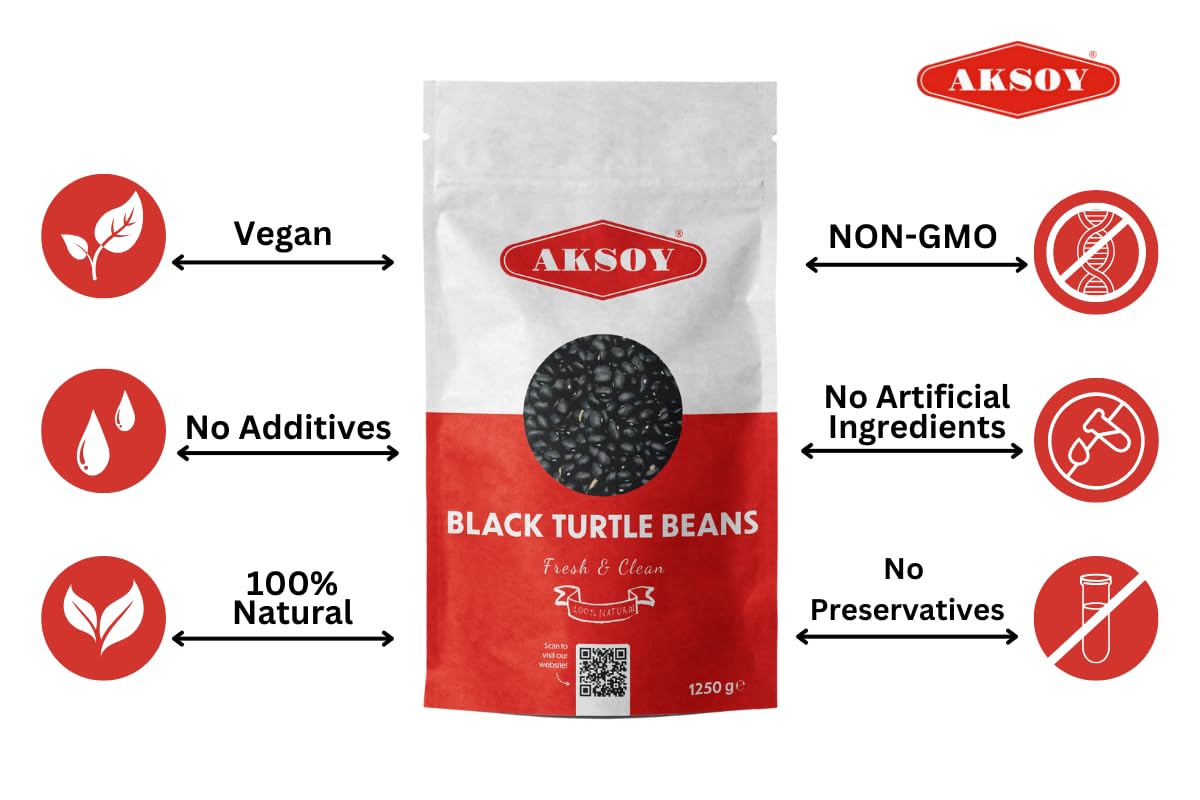 AKSOY Black Turtle Beans - Premium Quality Natural Dried Beans | 1250g 4