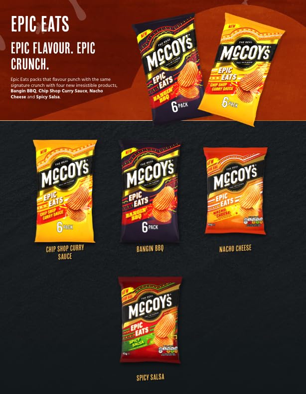 McCoys Thai Sweet Chicken Crisps 6 Pack - 6 x 25g Ridges Range Snacks