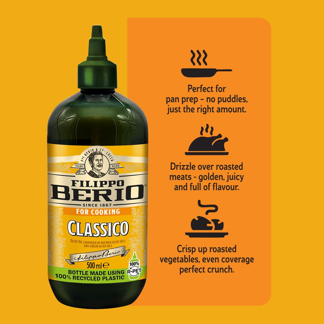 Filippo Berio Classico Olive Oil - Versatile Flavor, Squeezable Bottle | 500ml 3