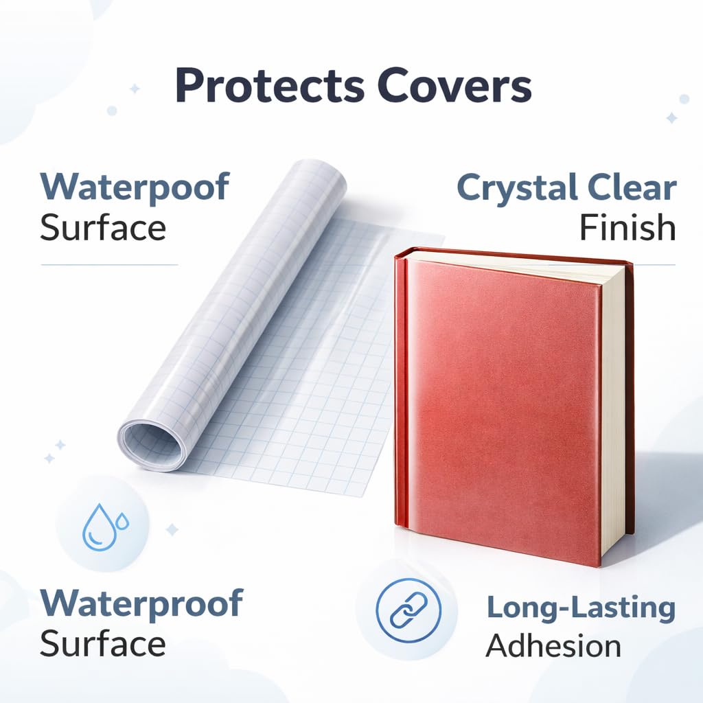 1ABOVE Clear Self-Adhesive Book Cover Roll - Transparent Sticky Back Plastic for A4 | 33cm x 1M 5