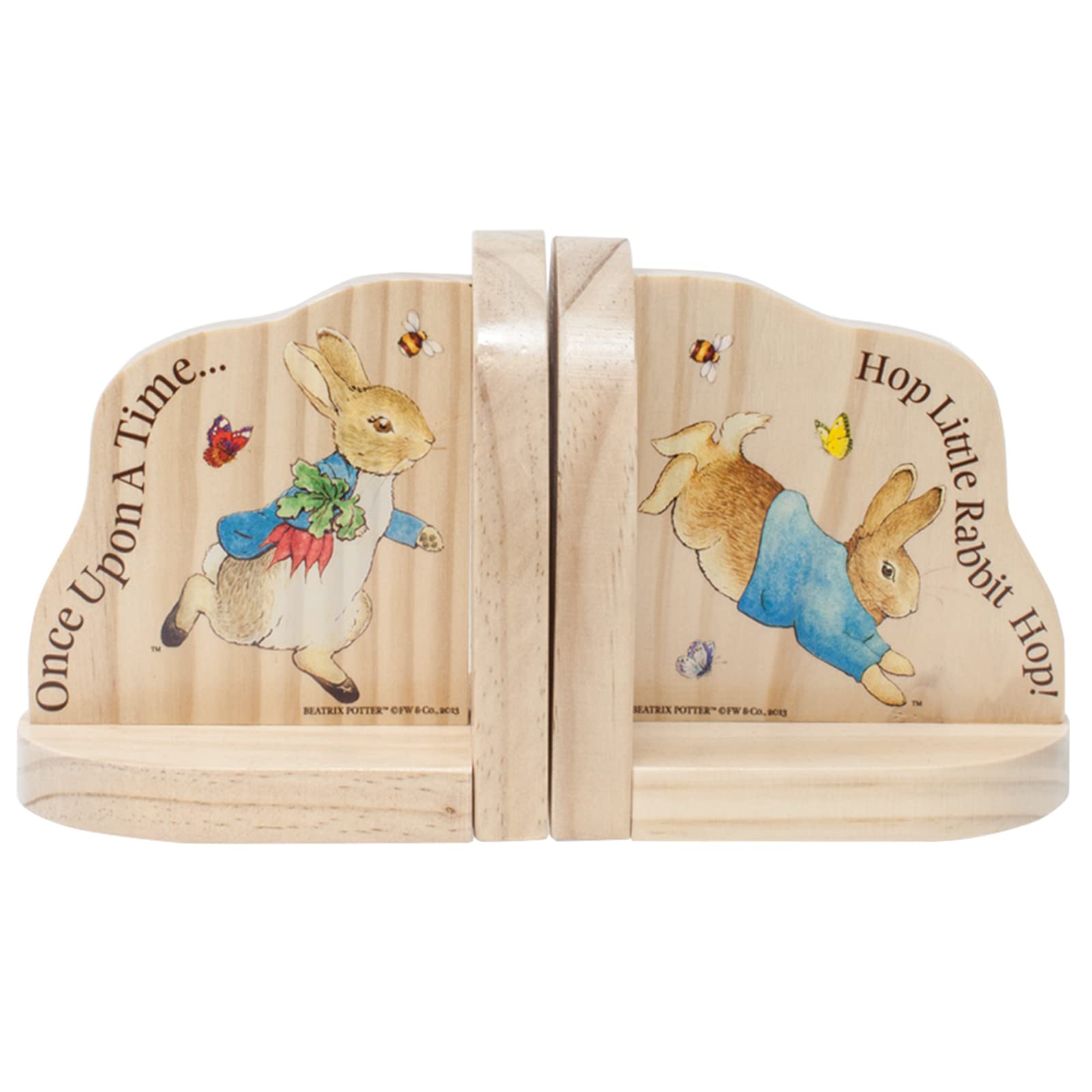 Rainbow Designs Peter Rabbit Wooden Bookends - Nursery Decor | Rubber Wood | Set of 2 1