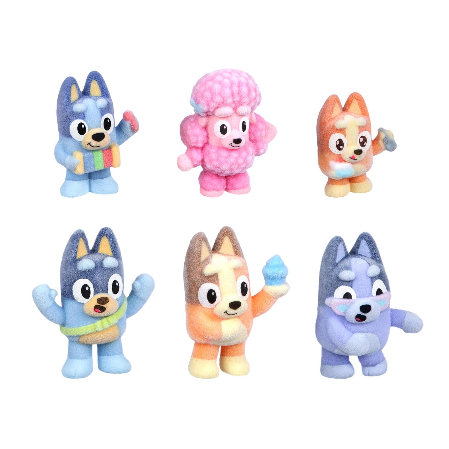 Bluey Fuzzy Flocked Deluxe Figure Pack - 8 Figures, Mystery Collectibles | Series 1