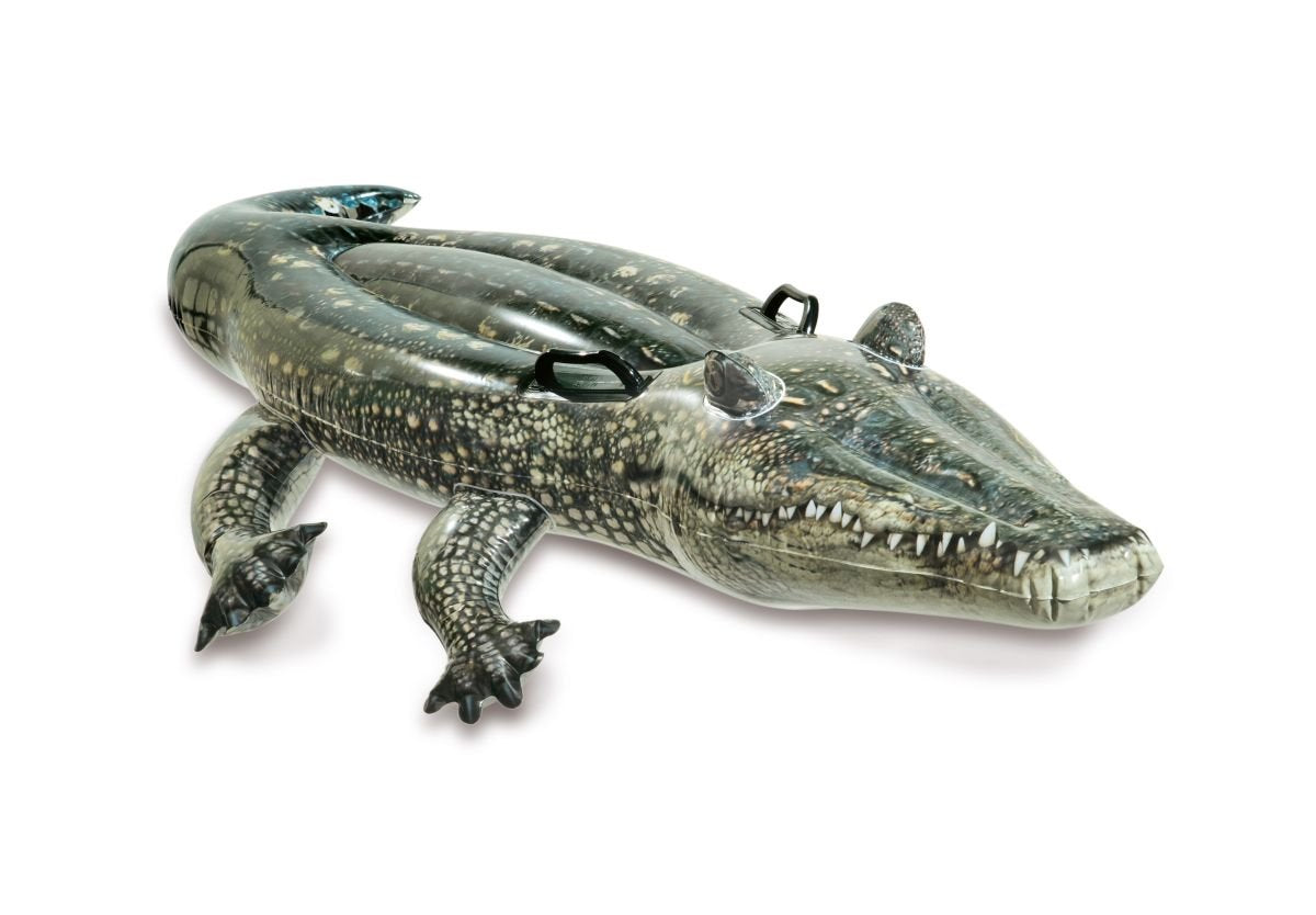 Intex Realistic Photo Printed Inflatable Gator Ride-On Pool Raft | 170 x 86cm | Ages 3+ 1