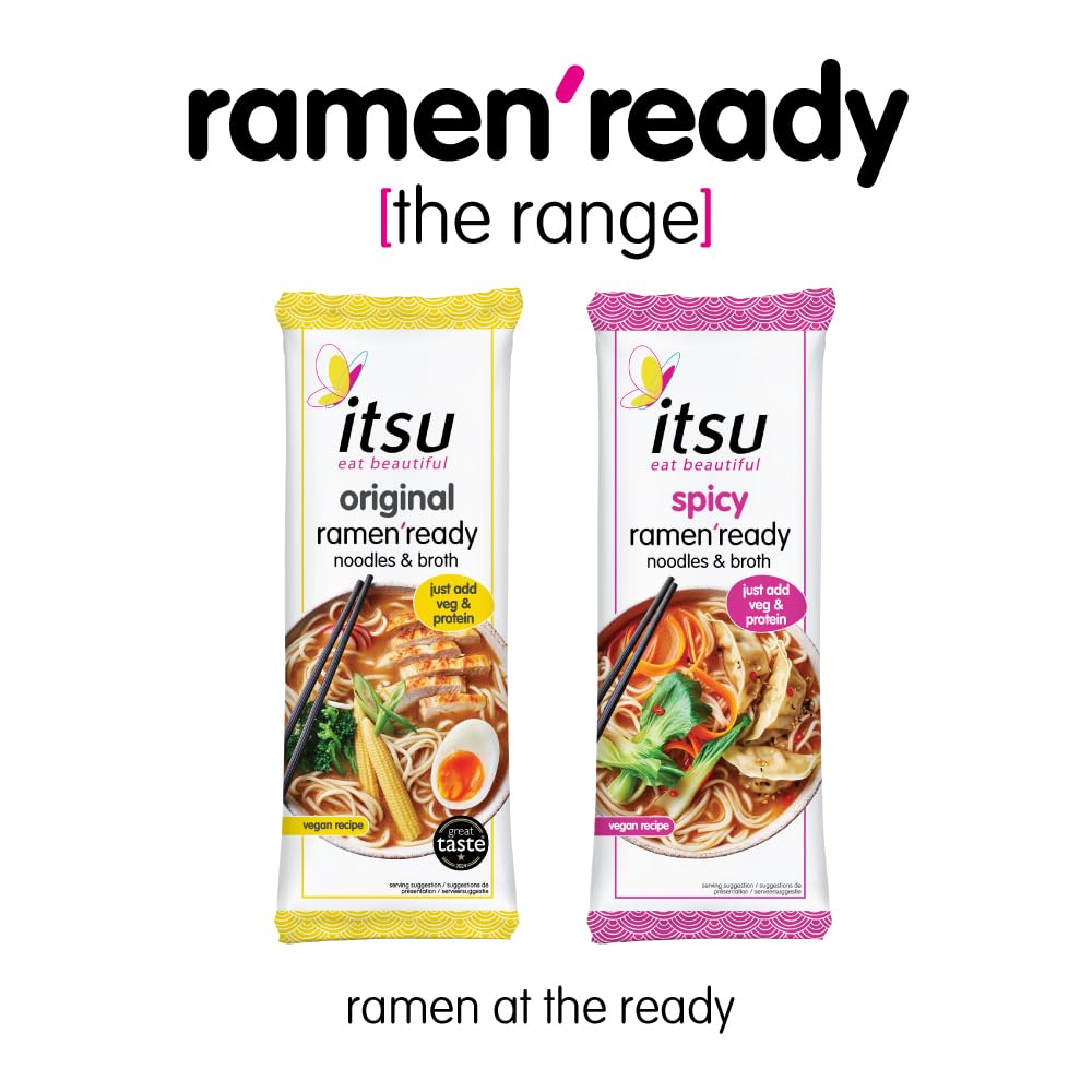 Itsu - Ramen Ready Noodles 86g | Original Spicy Broth | Authentic Japanese Flavor | Pack of 6