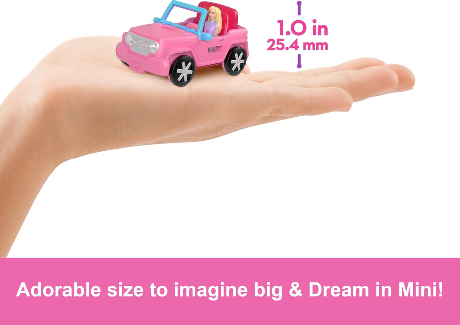 Barbie Mini BarbieLand Doll & Toy Vehicle Set - Color-Changing Jeep Playset for Kids 2