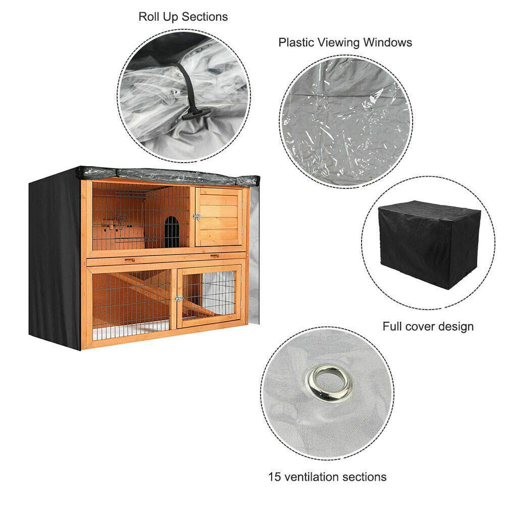 BUNNY BUSINESS Universal Double Hutch Cover - Weather Resistant | Fits 48'L x 20'D Roofs 5