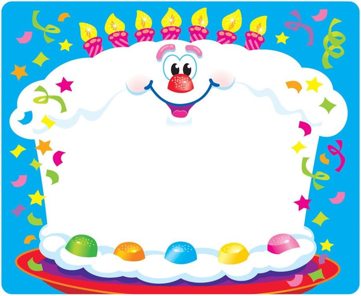 TREND Enterprises Happy Birthday Name Tag Stickers - 36 Self-Adhesive Labels for Parties & School (Age 3+)
