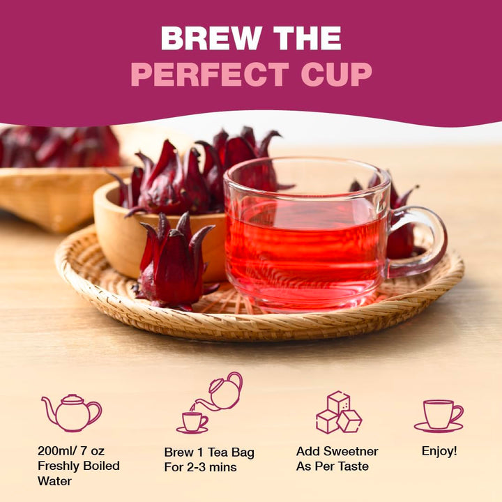 HANDPICK Hibiscus Tea Bags - 100 Count | 100% Pure Herbal Tea | Brew Hot or Iced | Carbon-Neutral & Plastic-Neutral