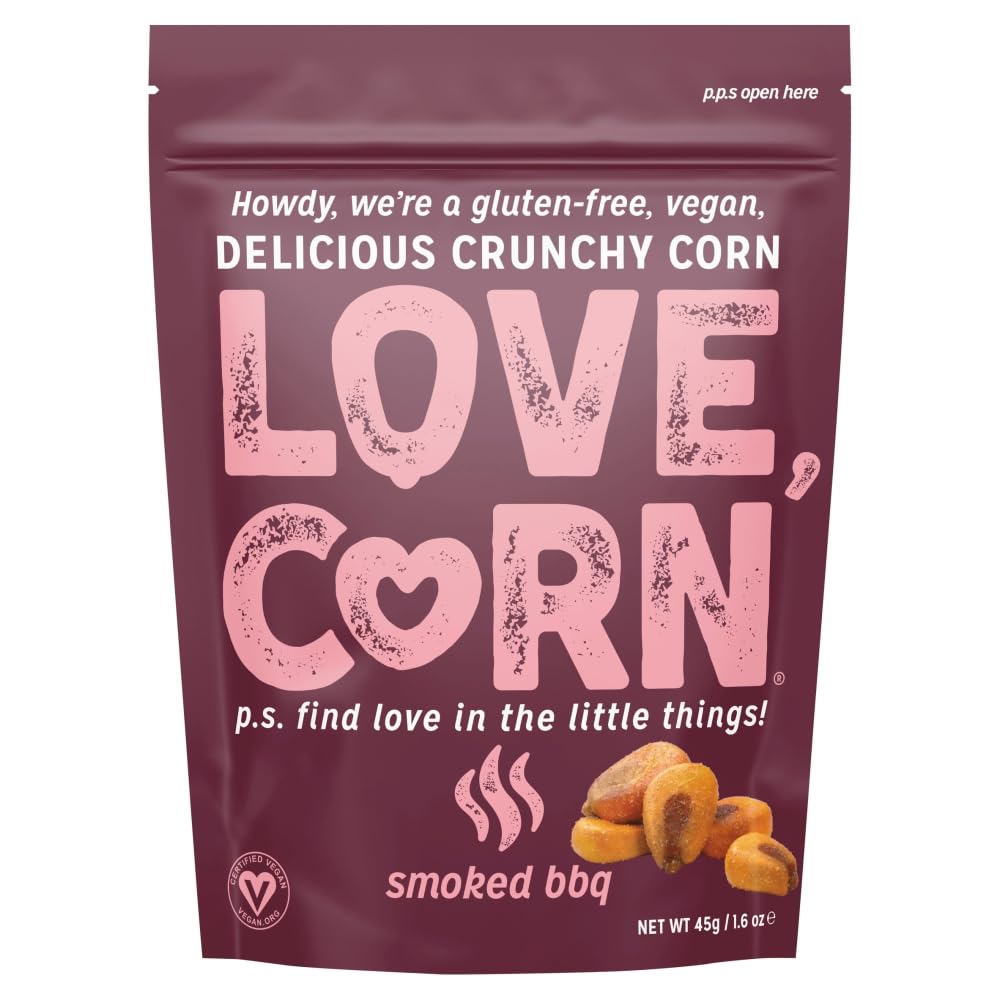 Love Corn Smoked BBQ Knusprige geröstete Maissnacks, glutenfrei, 45 g