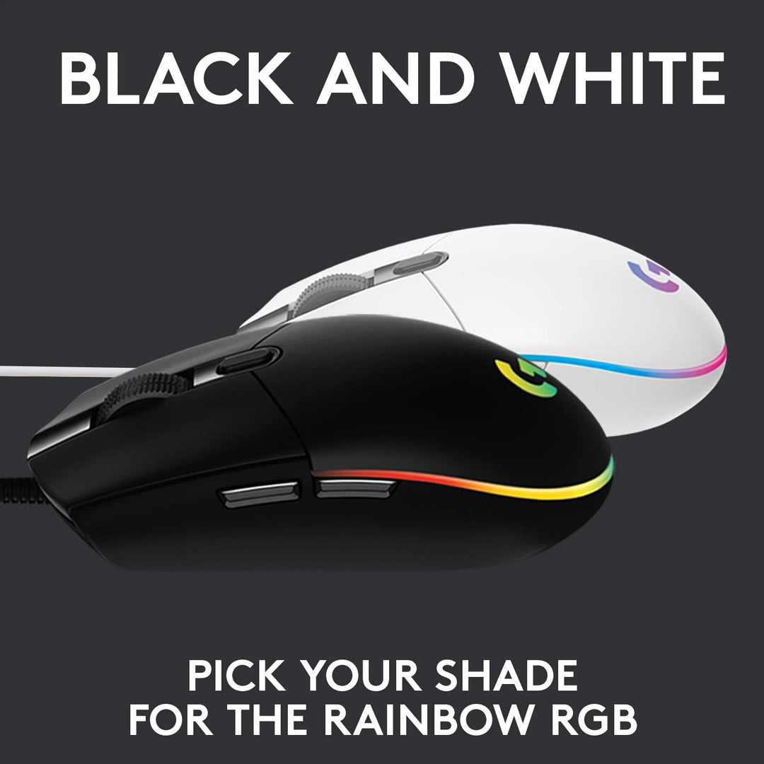 Logitech G203 LIGHTSYNC Gaming Mouse - 8K DPI, 6 Programmable Buttons, RGB Lighting, Lightweight Design - Black