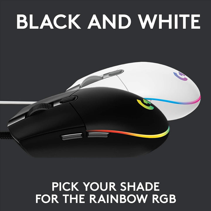Logitech G203 LIGHTSYNC Gaming Mouse - 8K DPI, 6 Programmable Buttons, RGB Lighting, Lightweight Design - Black