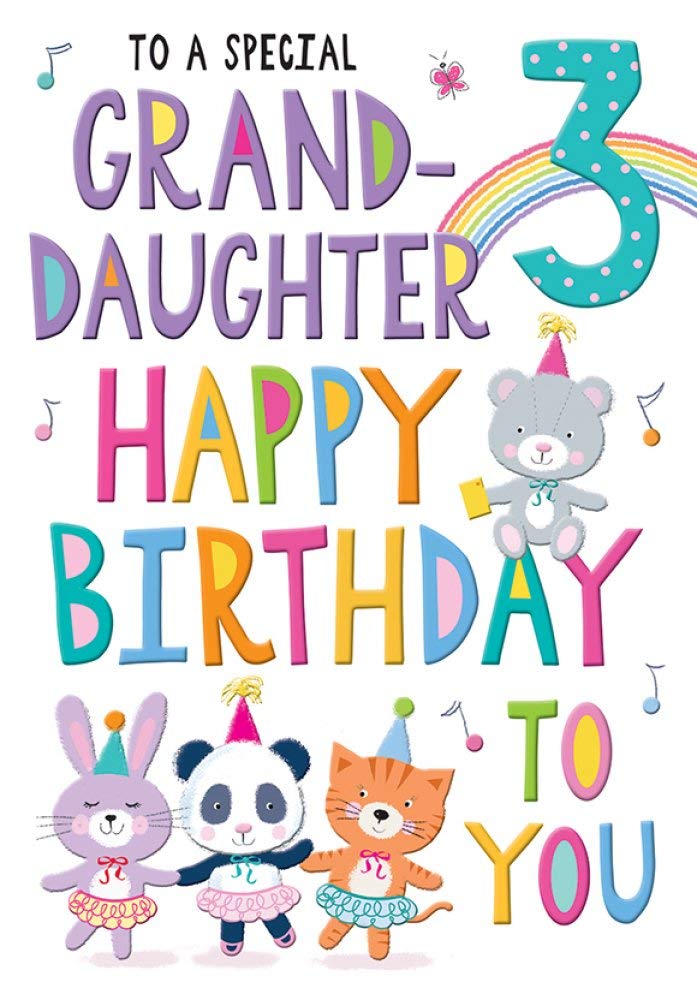 Piccadilly Greetings Age 3 Granddaughter Birthday Card - 9 x 6 Inches 1