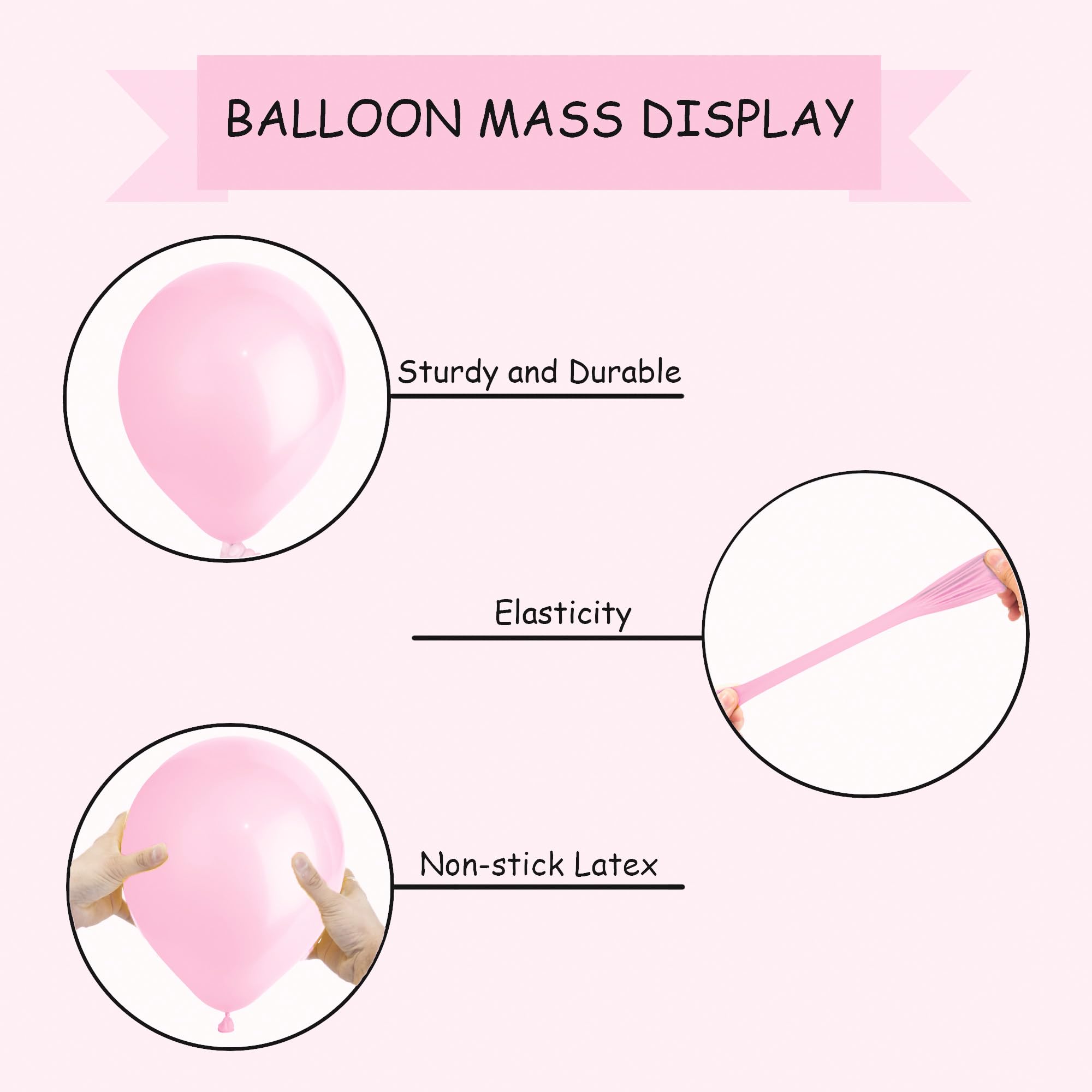 SHATCHI Metallic Light Pink Balloons - 10 Pack | 12 Inch Large | Thick Latex 6