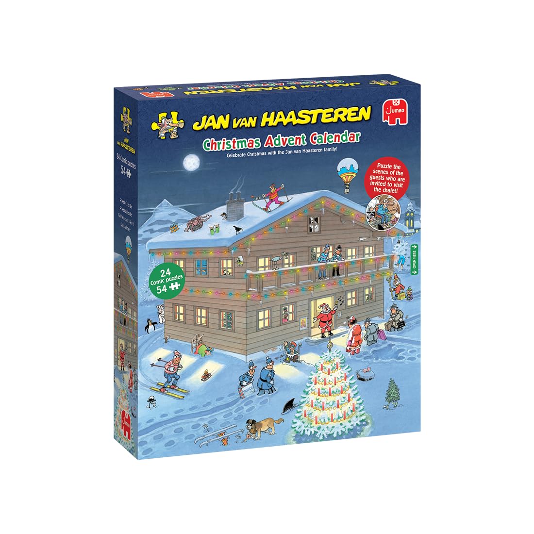 Jan Van Haasteren Christmas Advent Calendar - 24 Days of 54-Piece Puzzles, 1296 Total Pieces